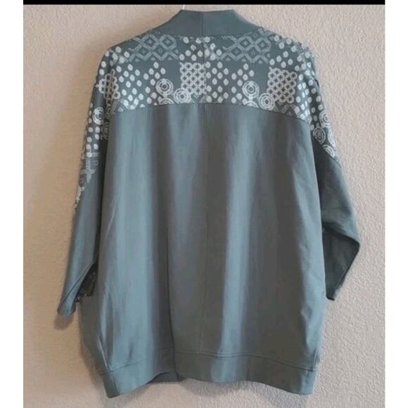 Garnet Hill NEW Green 3/4 Dolman Sleeve French Terry Kimono Relaxed Cardigan S - Picture 5 of 16